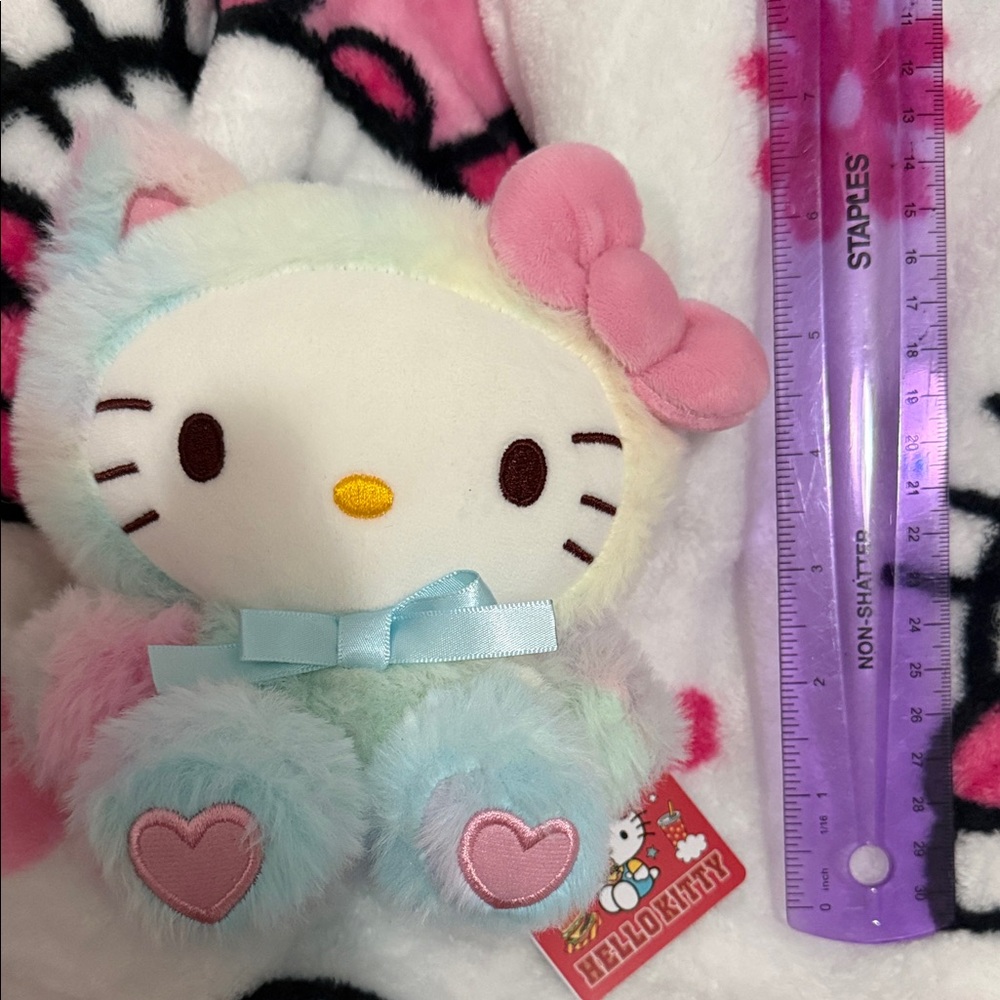 Hello Kitty Plush with Pink and Blue Accents - Picture 2 of 2